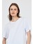 Beyaz Bisiklet Yaka %100 Pamuk Relaxed Fit Tişört 2142M 4