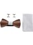 3D Ahşap Kravat Kare Kol Düğmeleri Moda Yay Düğün El Yapımı Set M162-135 (Yurt Dışından) 2