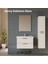 D20 65 cm Iki Çelmeceli Lavabo Dolabı Beyaz Lake Kapak 2
