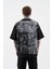 0 Yaka Rug Pattern Flock Prınted Tee Erkek Oversize T-Shirt 4