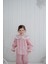 Ruffles Pembe Çizgili Beyaz Fırfır ve Kurdeleli Bebe Yaka Detaylı Kız Çocuk Pijama Üstü 4