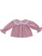Ruffles Pembe Çizgili Beyaz Fırfır ve Kurdeleli Bebe Yaka Detaylı Kız Çocuk Pijama Üstü 5