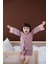 Scallop Pembe Lila Çizgili Dilimli Bebe Yakalı Gömlek Kız Çocuk Pijama Üstü 1