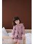 Scallop Pembe Lila Çizgili Dilimli Bebe Yakalı Şort Kız Çocuk Pijama Altı 1