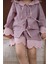 Scallop Pembe Lila Çizgili Dilimli Bebe Yakalı Şort Kız Çocuk Pijama Altı 3