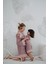 Scallop Pembe Lila Çizgili Dilimli Bebe Yakalı Şort Kız Çocuk Pijama Altı 4