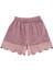 Scallop Pembe Lila Çizgili Dilimli Bebe Yakalı Şort Kız Çocuk Pijama Altı 5