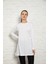Kadın Beyaz Renkli Uzun Kol Pamuklu Bisiklet Yaka Penye Tunik-Içlik 2022-SLM37 2