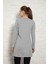 Kadın Gri Renkli Uzun Kol Bisiklet Yaka Penye Tunik SLM33 1