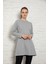 Kadın Gri Renkli Uzun Kol Bisiklet Yaka Penye Tunik SLM33 2