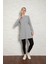 Kadın Gri Renkli Uzun Kol Bisiklet Yaka Penye Tunik SLM33 3