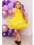 Kız Çocuk Omuzdan Göğse Tüylü Tek Omuz Eteği Kabarık Tüllü Sarı Abiye 1