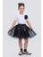 Gökkuşağı Tütülü Kız Çocuk Parti Etek M00727 Siyah 1