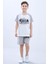 Penye Süprem Baskılı Yazlık Şortlu Takım M00734 Açık Gri 1
