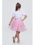Ponpon Aksesuarlı Bayramlık Kız Çocuk Etek M00726 Pembe 4