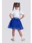 Gökkuşağı Tütülü Kız Çocuk Parti Etek M00727 Saks Mavi 3