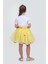 Ponpon Aksesuarlı Bayramlık Kız Çocuk Etek M00726 Sarı 2
