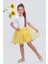 Ponpon Aksesuarlı Bayramlık Kız Çocuk Etek M00726 Sarı 4