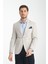 Galdino Erkek Gri Kendinden Desenli Slim Fit Mono Yaka Blazer Ceket 1