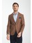 Galdino Erkek Kahverengi Kendinden Desenli Slim Fit Mono Yaka Blazer Ceket 1