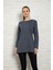 Kadın Füme Renkli Uzun Kol Pamuklu Bisiklet Yaka Penye Tunik-Içlik SLM30 1