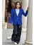 Kız Çocuk Baskılı T-Shirt Bol Kesim Yıldız Detaylı Jean Pantolon Mavi Blazer Ceket Alt Üst Takım 1