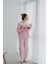 Ruffles Pembe Çizgil Paçaları Beyaz Fırfırlı Pantolon Pijama Altı 1