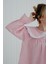 Ruffles Pembe Çizgili Beyaz Fırfır ve Kurdeleli Bebe Yaka Detaylı Pijama Üstü 3