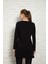 Kadın Siyah Renkli Uzun Kol Pamuklu Bisiklet Yaka Penye Tunik-Içlik SLM38 3