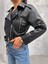 Kemerli Oversize Crop Deri Ceket 4