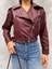 Kemerli Oversize Crop Deri Ceket 1
