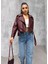Kemerli Oversize Crop Deri Ceket 3
