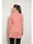 Kadın Pembe Renkli Uzun Kol Pamuklu Bisiklet Yaka Penye Tunik-Içlik SLM32 3