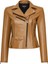 Bella Kadın Camel Biker Kısa Deri Ceket 25SGD5106U4 1