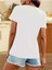 Kadın V Yaka Beyaz Siyah T-Shirt Baskılı Oversize Salaş 2