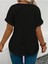 Kadın V Yaka Beyaz Siyah T-Shirt Baskılı Oversize Salaş 3