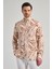 Koyu Kahverengi Uzun Kol Baskılı Düğmeli Yaka Cepsiz Casual Slim Fit Gömlek 1004250138 1