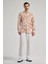 Koyu Kahverengi Uzun Kol Baskılı Düğmeli Yaka Cepsiz Casual Slim Fit Gömlek 1004250138 2