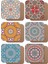 Renki Mandala Temalı 6lı Ahşap Bardak Altlığı Seti 1