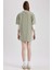 Coool Snoopy Oversize Fit Penye Mini Kısa Kollu %100 Pamuk Elbise Green 4
