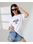 Kadın Ön ve Arka Ayıcık Baskılı Bisiklet Yaka T-Shirt 1