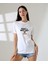 Kadın Ön ve Arka Ayıcık Baskılı Bisiklet Yaka T-Shirt 5