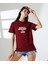Kadın Ön ve Arka Ayıcık Baskılı Bisiklet Yaka T-Shirt 2