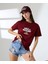 Kadın Ön ve Arka Ayıcık Baskılı Bisiklet Yaka T-Shirt 5