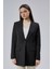 Siyah Kruvaze Uzun Blazer Ceket 2
