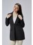 Siyah Kruvaze Uzun Blazer Ceket 5
