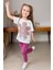Kız Çocuk Üzeri Papatya Baskılı T-Shirt Çift Cepli Lastikli Mor Pijama Takımı 2