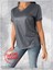 Koyu Gri / Antrasit Renk Parlak V Yaka Kısa Kollu Basic Tshirt 1