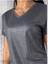 Koyu Gri / Antrasit Renk Parlak V Yaka Kısa Kollu Basic Tshirt 2