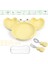Silikon Beslenme Seti / Yengeç Figürlü Vakumlu Silikon Mama Tabağı, Paslanmaz Çelik Çatal-Kaşık ve Saklama Kutusu / Sarı 1